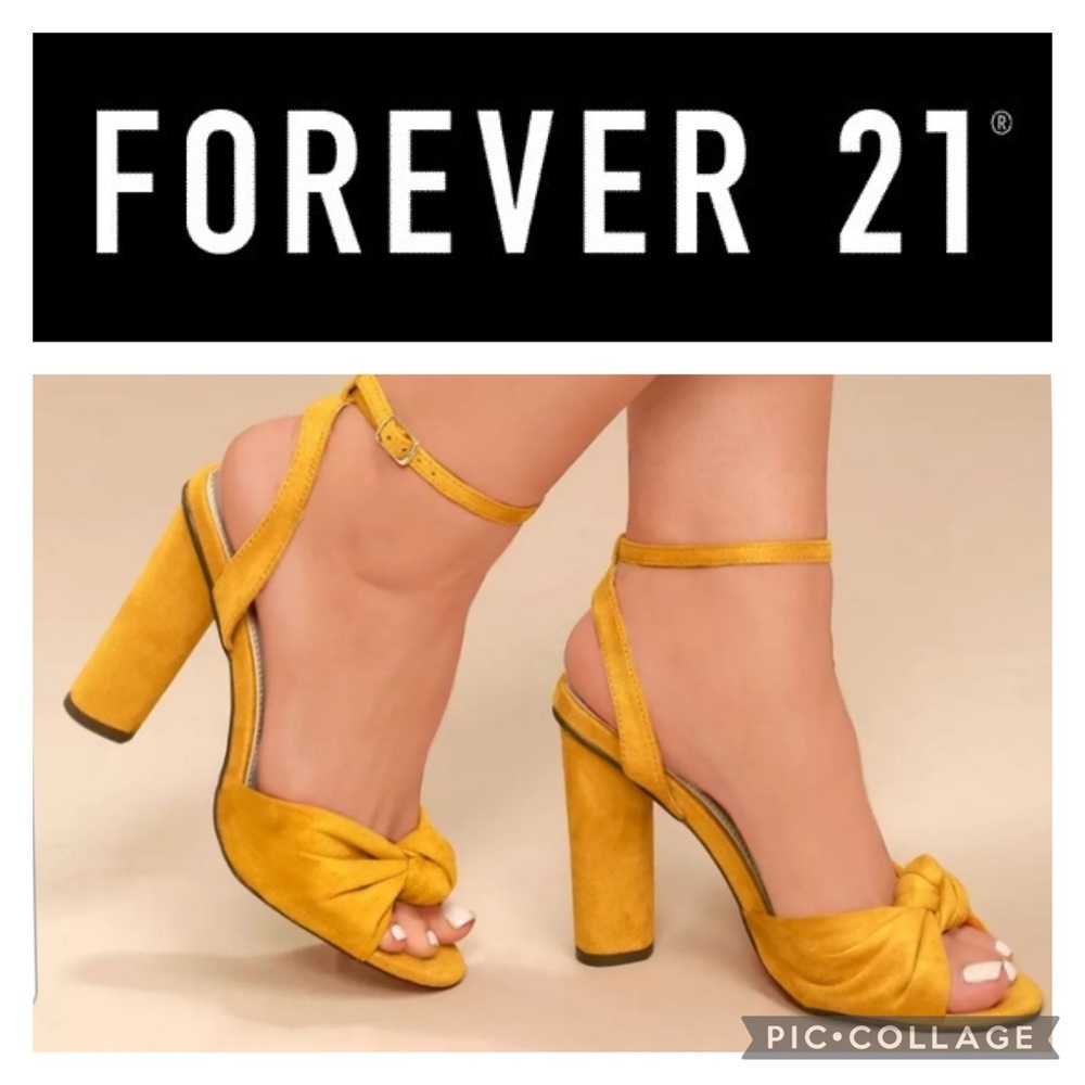 FOREVER 21 Marigold Suede Twist Heels 6.5